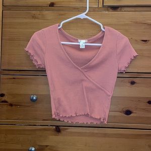 Ribbed Tillys Pink Cropped Top